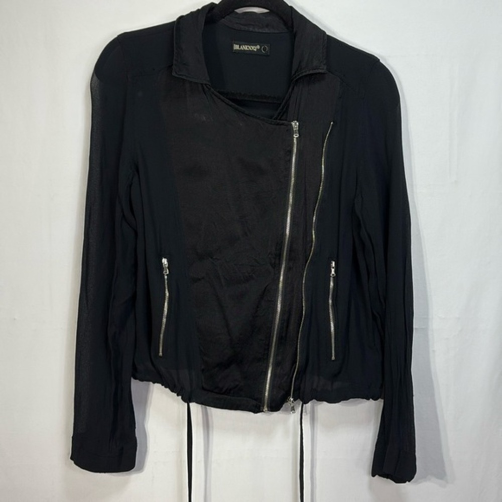 🦙 blank nyc sheer and satin moto jacket